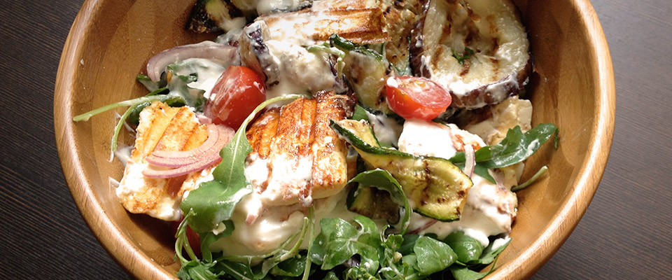 Salad with Feta and Fried Vegetables